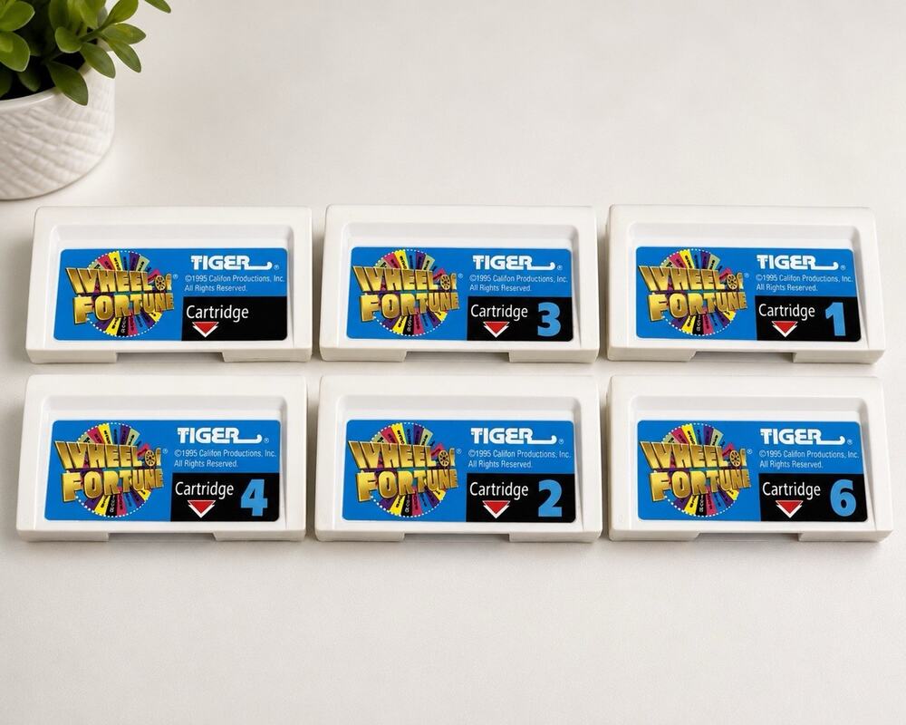 Tiger Wheel of Fortune Electronic Game Cartridges Lot of 6 1, 2, 3, 4, 6 And Car